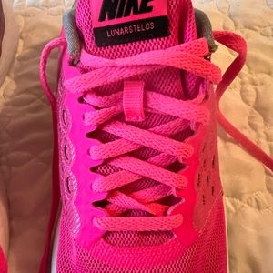 Nike Lunarstelos GS Pink Blast Mesh Running Shoes